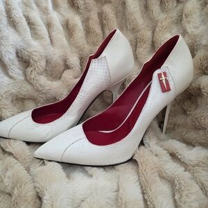 🤍 Cesare Paciotti White Python-Embossed Heels | Sz 38 🤍